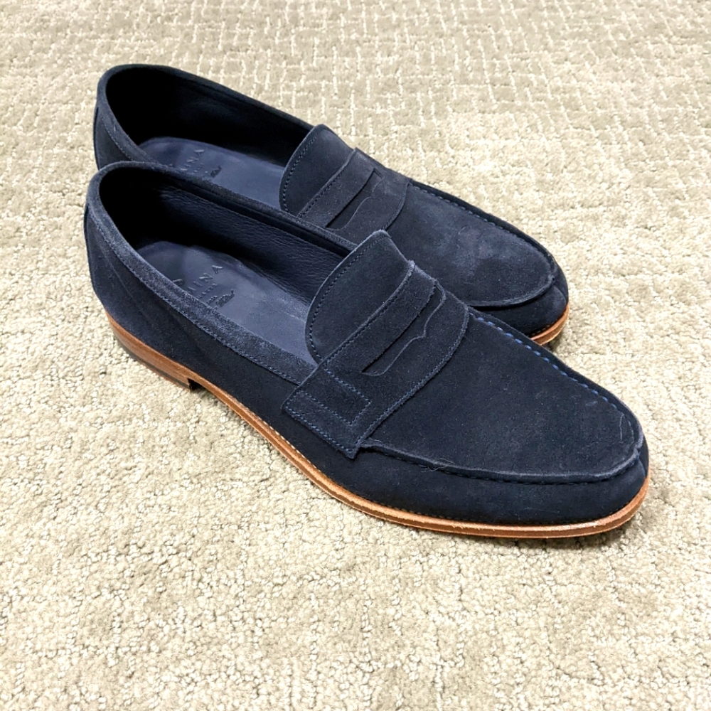 Carmina Blue Suede Loafers